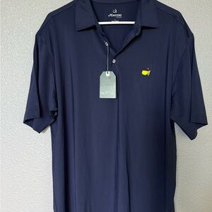 Masters Tech Navy Polo Shirt with Yellow Logo NWT